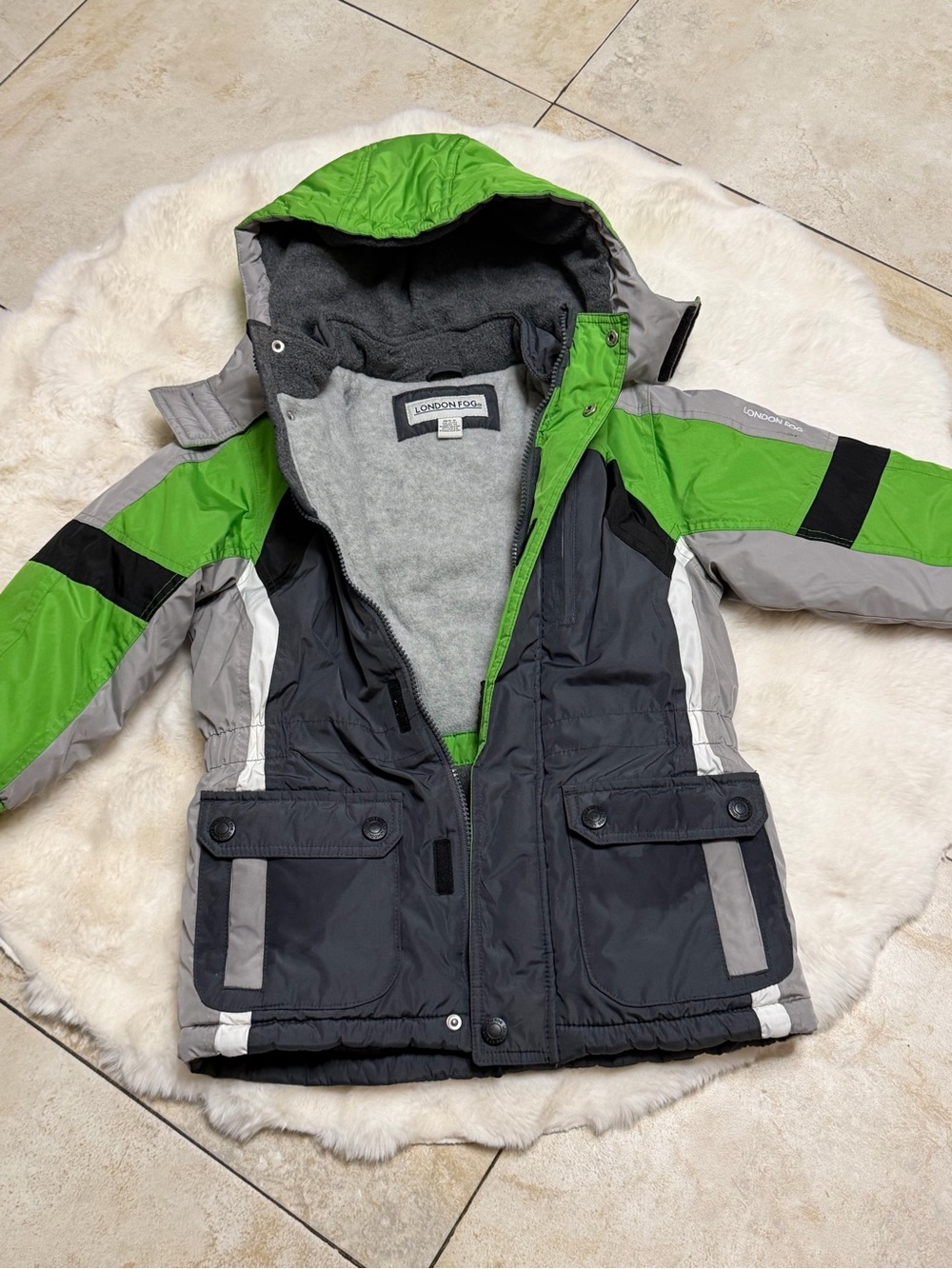 London Fog Green, Gray & Black Kids' Puffer Jacket